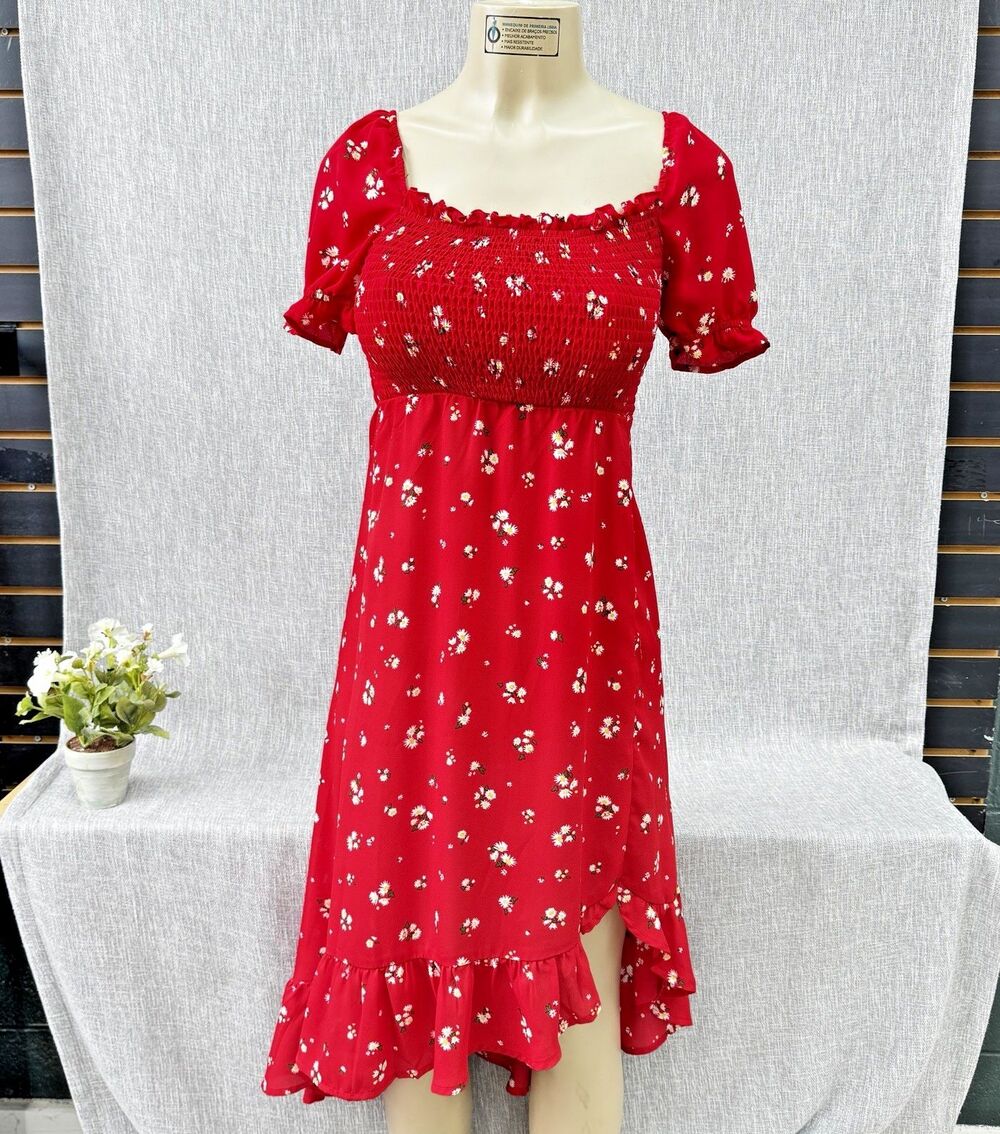 Franki by Francesca’s Perdita Tween Dress Red Daisy Smocked High Low Size YTH 12